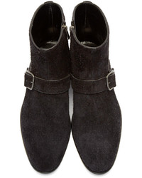 Alexander McQueen Black Brushed Suede Boots