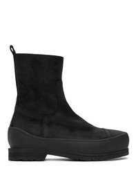 Ann Demeulemeester Black Greased Suede Zip Up Boots