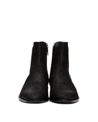 Saint Laurent Black Lizard Wyatt Zip Boots