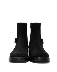 Raf Simons Black Suede High Sole Detail Low Boots