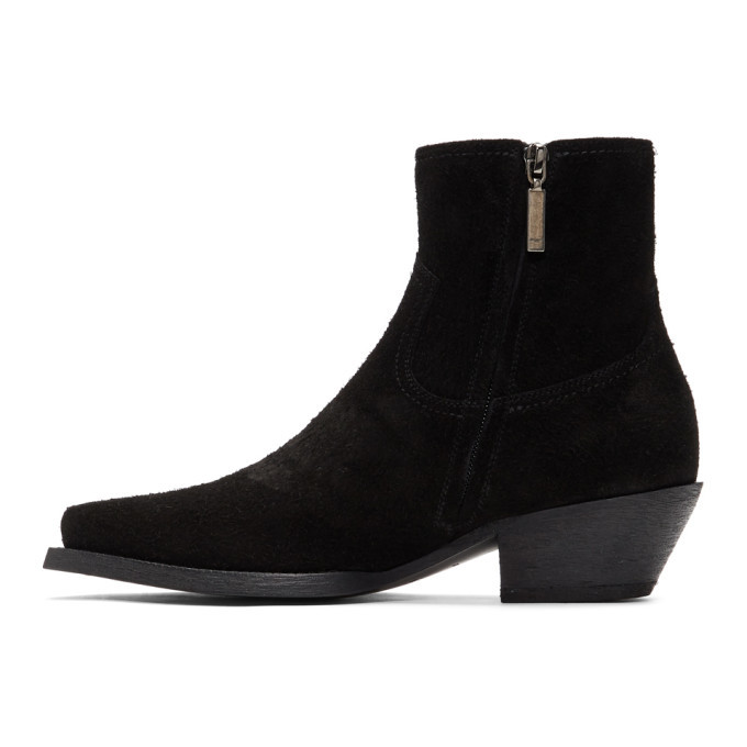 Saint Laurent Black Suede Lukas Zip Boots, $468 | SSENSE | Lookastic