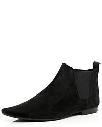 River Island Black Suede Pointed Chelsea Boots