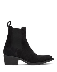 Amiri Black Suede Pointy Toe Chelsea Boots