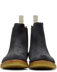Common Projects Black Waxed Suede Chelsea Boots