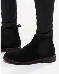 Asos Brand Chelsea Boots In Black Suede With Chunky Sole