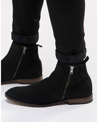 Asos Brand Chelsea Boots In Black Suede With Double Zip