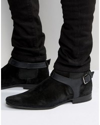 Asos Brand Chelsea Boots In Black Suede With Leather Stirrup Strap