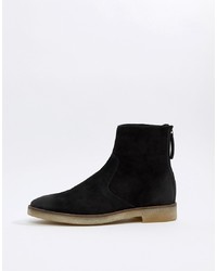 ASOS DESIGN Chelsea Boots In Black Suede With Back Zip And Sole