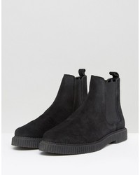 Asos Chelsea Boots In Black Suede With Creeper Sole