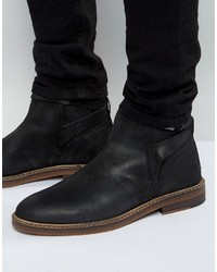 Asos Chelsea Boots In Black Suede With Strap Detail