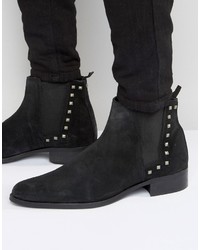 Asos Chelsea Boots In Black Suede With Studs