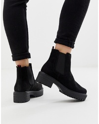 New Look Chunky Flat Boots In Black