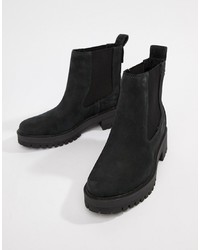 Timberland Courmayeur Valley Black Leather Chelsea Pull On Ankle Boots Nubuck