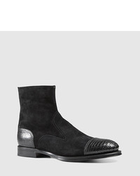 Gucci Lizard And Suede Perforated Boot