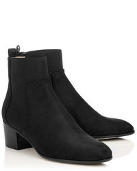Jimmy Choo Hallow Black Waxed Coarse Suede Ankle Boots