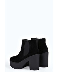 Boohoo Rebecca Suedette Cleated Pull On Chelsea Boot