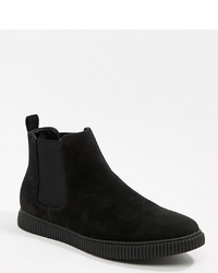 ASOS DESIGN Wide Fit Chelsea Boots In Black Faux Suede With Creeper Sole