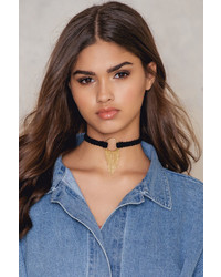 Suede Chains Pendant Choker