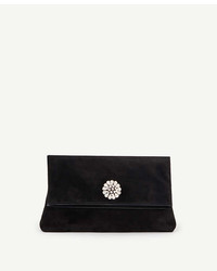 Ann Taylor Jeweled Suede Clutch