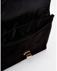 Dune Bliss Suede Foldover Clutch Bag In Black
