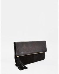 Asos Collection Leather And Suede Fold Over Clutch Bag