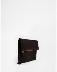 Asos Collection Suede Embossed Snake Clutch Bag