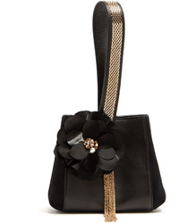 Lanvin Flower Appliqu Leather And Suede Clutch