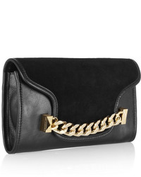 Karl Lagerfeld Kchain Embellished Leather And Suede Clutch