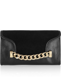 Karl Lagerfeld Kchain Embellished Leather And Suede Clutch