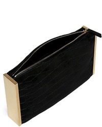 Lanvin Quilted Suede Side Plate Clutch