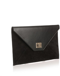 Jimmy Choo Rosetta Black Leather And Suede Clutch