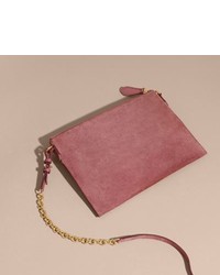 Burberry Suede Clutch Bag With Buckled Bow Detail