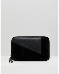 Urbancode Zip Around Purse In Leather And Suede Mix
