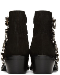 Toga Pulla Black Suede Western Buckle Boots