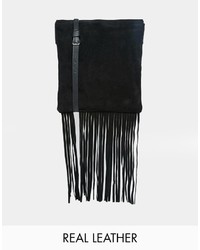 Asos Collection Leather And Suede Festival Fringed Cross Body Bag
