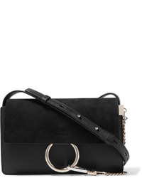 Chloé Faye Small Suede And Leather Shoulder Bag Black