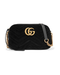 Gucci Gg Marmont Small Med Quilted Velvet Shoulder Bag