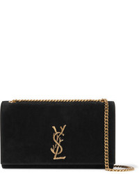 Saint Laurent Monogramme Kate Suede Shoulder Bag Black