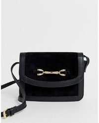 ASOS DESIGN Suede And Leather Mix Cross Body Bag With Snaffle