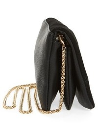 Street Level Suede Faux Leather Crossbody Bag Black