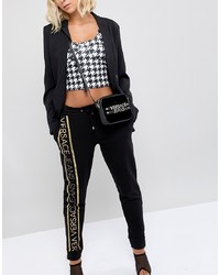 Versace Jeans Velvet Crossbody Bag With Logo Lettering