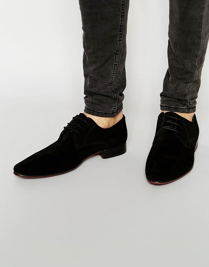 Asos Brand Derby Shoes In Black Suede 