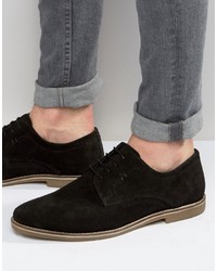 Red Tape Derby Shoes In Black Suede