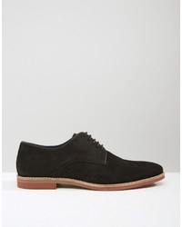 Asos Derby Shoes In Black Suede With Colored Sole