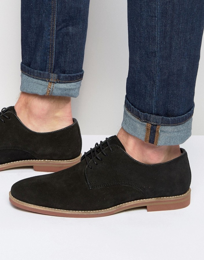 Asos Derby Shoes In Black Suede With 