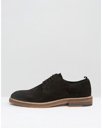Asos Derby Shoes In Black Suede With Natural Sole