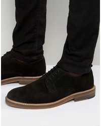 Asos Derby Shoes In Black Suede With Natural Sole