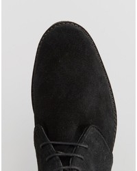 Asos Derby Shoes In Black Suede With Piped Edging