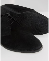 Asos Derby Shoes In Black Suede With Piped Edging