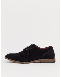 New Look Faux Suede Derby Shoes In Black